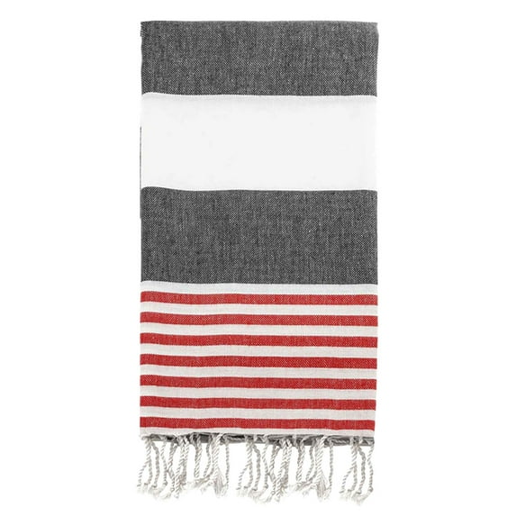 Swan Comfort 100% Cotton Pestemal Turkish Bath & Beach Towel, 39" x 70" - Black - Red