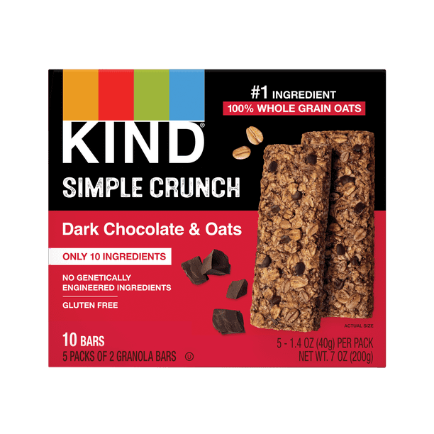 KIND Bars, Oats & Dark Chocolate Simple Crunch Bars, Gluten free, 1.4