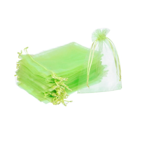 100pcs Organza Bags 2x3 Inch Drawstring Favor Pouches Mesh Bag Dark Green
