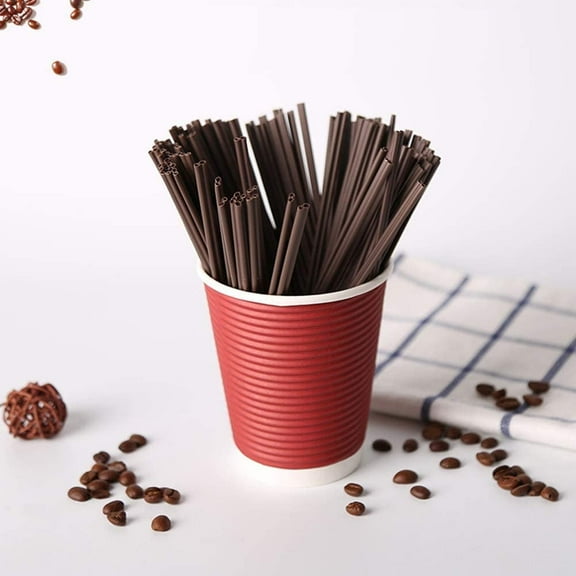 Disposable Plastic Coffee Stirrer Straw - 7 Inch Sip Stir Stick (Coffee, 50),Perfect for Christmas, Parties ,New Year's Eve gatherings