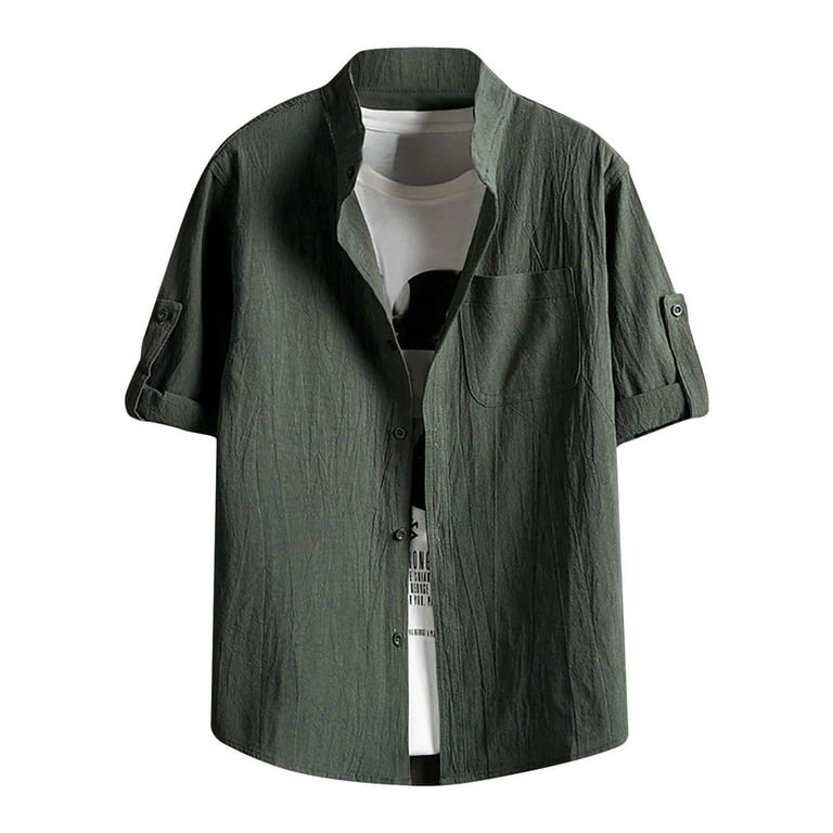 EQWLJWE Gym Shirts Men's Muscle Fit Dress Shirts Stretch Slim Fit Short  Sleeve Button Down Shirts Business Formal Dress Shirts for Fitness Exersice  - Walmart.com