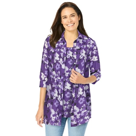 Woman Within Plus Size 2-Piece Shirt And Tank