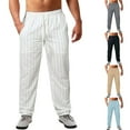 thumbnail image 7 of Zszcpp Mens Athletic Pants Spring Pinstripe Cotton Linen Active Relaxation Regular Sports Trousers Casual Trouser, 7 of 7