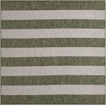 thumbnail image 2 of Unique Loom Outdoor Striped Collection Area Rug - Distressed Stripe (6' 1" Square Green/Gray), 2 of 6