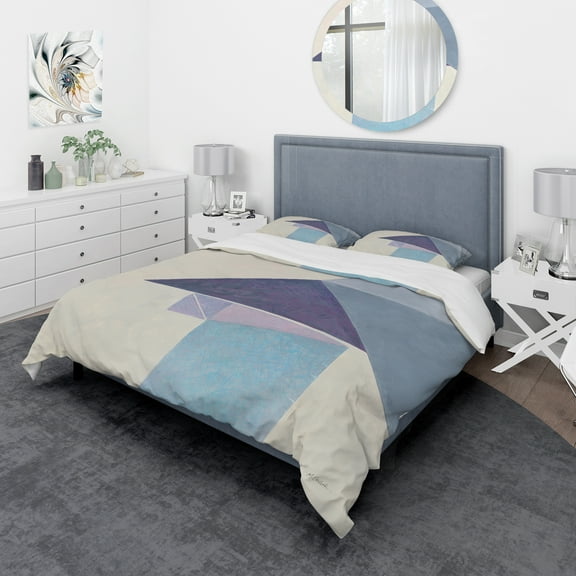 Designart 'Purple Geometric Bridge I' Geometric Duvet Cover Set