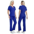 thumbnail image 5 of FNFYFH Scrub Sets for Woman Stretch V Neck Top and Bootcut Cargo Pants Nurse Uniform with Pockets, 5 of 5