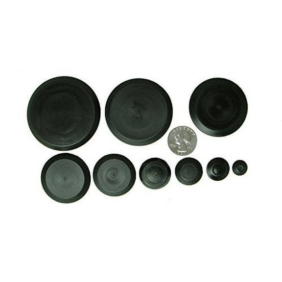 9 Piece Flush Mount Black Hole Plug Assortment for Auto Body and Sheet Metal