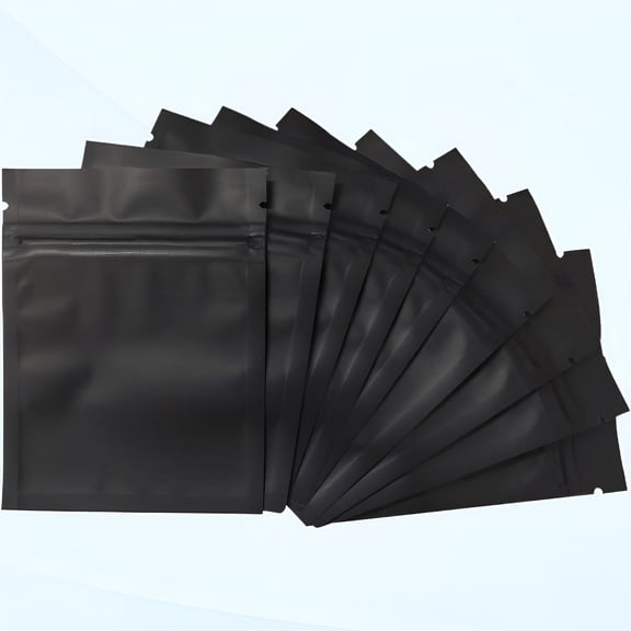 CCOCC 100-Pack Matte Black Mylar Bags 3x4 Inch, Resealable Foil Pouches for Food Storage, Herbs, Spices, Travel Organization, Leak Proof Flat Packaging