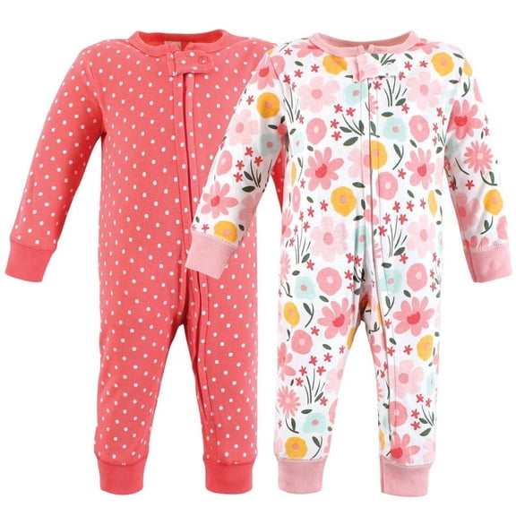 Hudson Baby Infant Girl Cotton Sleep and Play, Floral, 0-3 Months