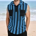 thumbnail image 2 of Men's Summer Fashion Striped Cuffless Hoodie With Pocket Sports Hoodie, 2 of 7