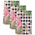 thumbnail image 2 of Summer Flamingo Kitchen Towels Set of 3, Tropical Plants Botanical Floral Black Plaid Absorbent Dish Towels for Kitchen, Microfiber Hand Towel, Quick Drying Tea Towel for Cleaning Dishcloths, 2 of 7