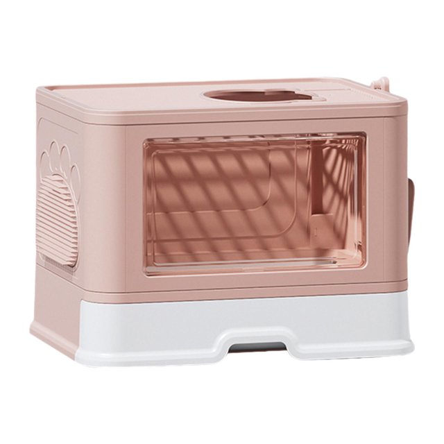 BELOVING Enclosed Cat Box with Washable Box for Indoor Cats Pink