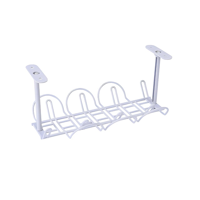 Tholdsy Bandeja de gestión de cables debajo de la mesa, estante de fijación estable Universal, accesorio organizador de soporte de enchufe de Videojuegos y accesorios Gris