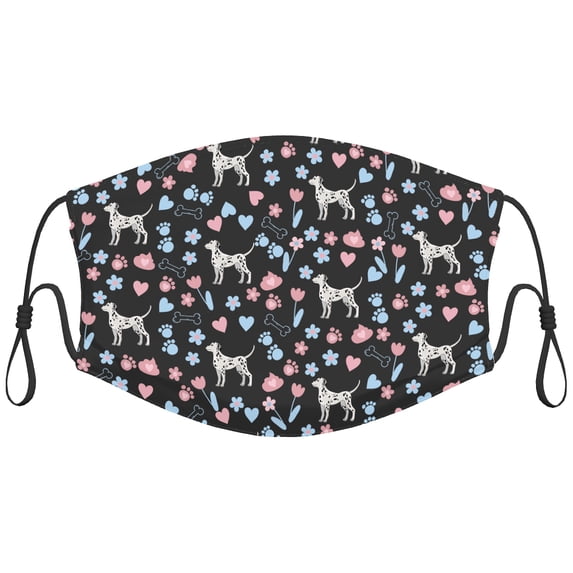 Cute Dalmatian Dog Graphic Printed Cloth Face Masks Reusable Washable Adjustable for Adults (5 PCS)