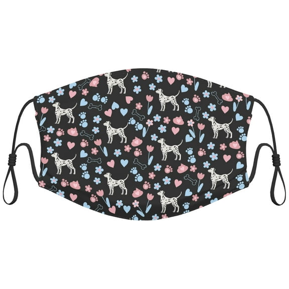 Cute Dalmatian Dog Graphic Printed Cloth Face Masks Reusable Washable Adjustable for Adults (10 PCS)