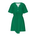 thumbnail image 4 of WRKEKC Liquidation d'Été! Robes d'Été pour Femmes 2025, Robes Décontractées pour Femmes, Robe d'Été Décontractée Col en V Manches Courtes Robes à Cordon avec Poches, 4 of 8
