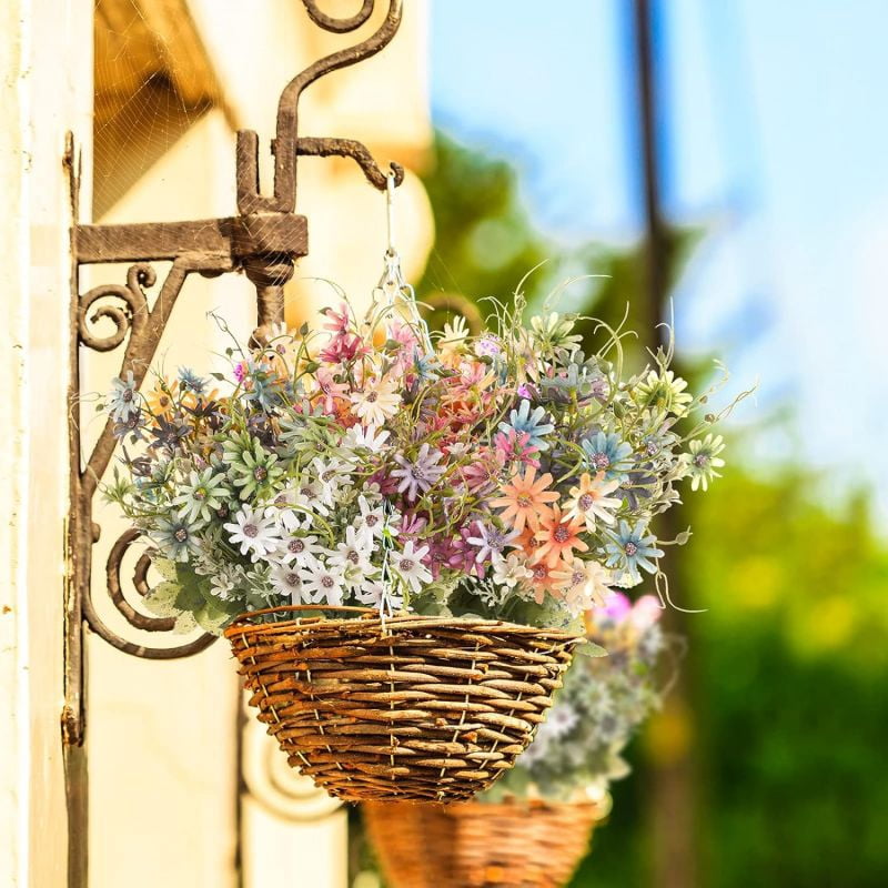 Morttic 12 Bundles Wildflowers Fake Daisy Outdoor Artificial Flowers UV Resistant Silk Wild Flower Bouquets Bulk Faux Plants Plastic Greenery for Decoration Vase Floral Spring Home Decor