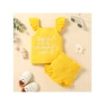 thumbnail image 2 of Seyurigaoka 2Pcs Baby Girls Summer Sets, Letter Embroidery Square Neck Fly Sleeve Tops + Solid Color Ruffle Shorts, 2 of 9