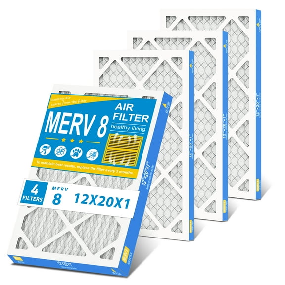 AMI PARTS 12x20x1 Air Filter, MPR 600 MERV8 Allergen Defense Pleated Filter for HVAC Furnace, 4 Filters