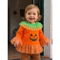thumbnail image 5 of RUINIXCW Kids Halloween Pumpkin Costume Toddler Baby Girl Halloween Outfit Fall Sequined Ruffled Long Sleeve Tops Cosplay Costume Holiday Clothes, 5 of 10