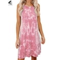 thumbnail image 4 of PULLIMORE Women's Tie Dye Summer Tank Dress Casual Sleeveless T-Shirt Dresses Beach Short Swing Sundress (XL, Pink), 4 of 10