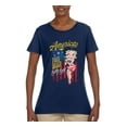 thumbnail image 2 of Wild Bobby Betty Boop America Land of the Free Home of the Brave Betty Boop Womens T-Shirt, Navy, Small, 2 of 5