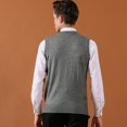 thumbnail image 1 of Chaleco de ropa para hombres de mediana edad y mayores, cárdigan con botones y cuello en V, chaleco de punto, suéter de color sólido, 1 of 2
