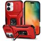 thumbnail image 1 of Funda para GANGXUN iPhone 16 Plus - Soporte metálico, Función magnética, Rojo, 1 of 5