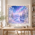 thumbnail image 5 of Aurora Winter Valley Beneath a Crescent Moon, Dreamy Fantasy for Nature Lovers, Northern Lights Decor, Christmas Gift, Tapestry Wall Hanging for Bedroom and Living Room, 5 of 7