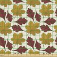 thumbnail image 2 of Autumn Fabric by the Yard Upholstery, Cartoon Style Chestnut and Hawthorn Leaves in Fall Season, Decorative Fabric for DIY and Home Accents, Pale Maroon Dark Yellow by Ambesonne, 2 of 5