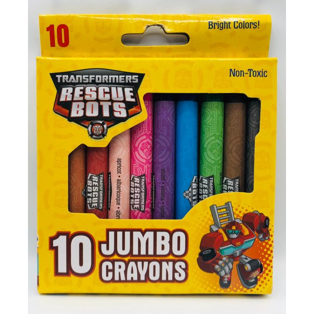 Transformers Rescue Bots 10 Jumbo Crayons NonToxic New