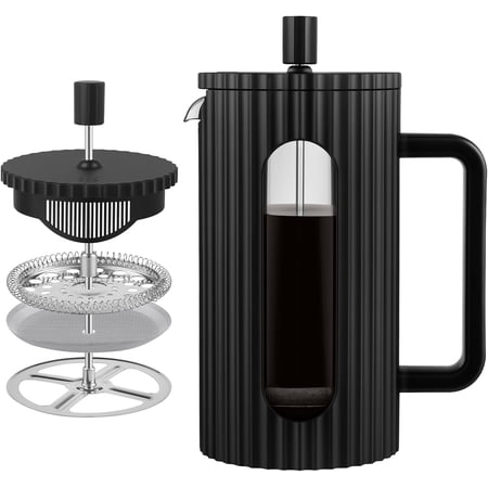 French Press Coffee Maker 34OZ Heat Resistant Borosilicate Glass Carafe/Tea Maker Coffee Press Frother Brewer (1000ml)