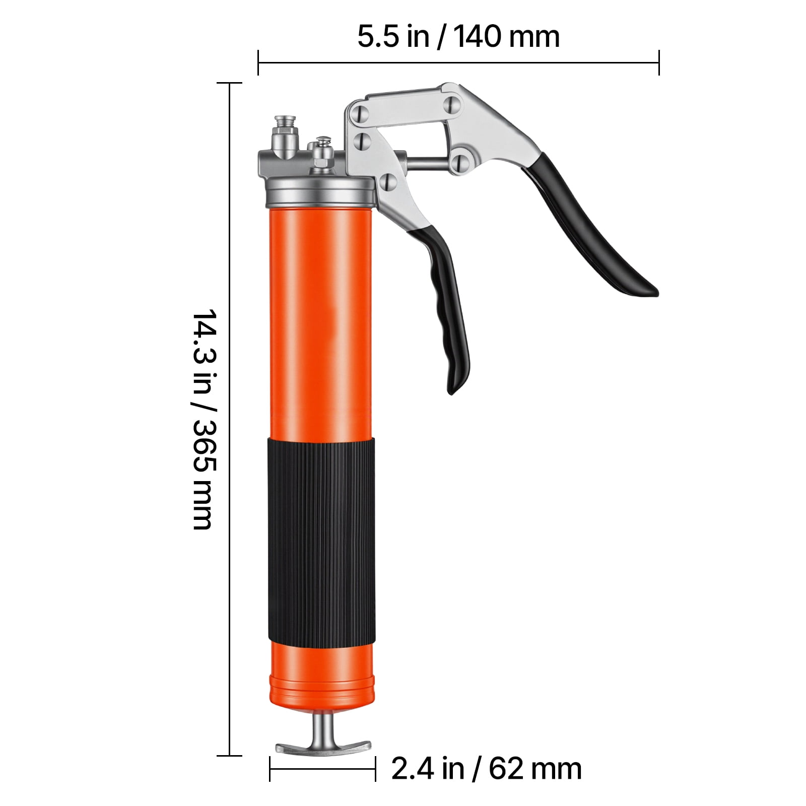 KFFKFF Pistol Grip Grease Gun Kit, 8000 PSI, 14 oz Capacity, Includes 18-Inch Flexible Hose, Dual Handle Coupler, Rigid Extension Pipe & Sharp Nozzle for Automotive and Marine Use