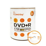 100 Pack Smartbuy 16X DVD R DVDR 4.7GB Logo Top (Non-Printable) Data Video Blank Recordable Disc