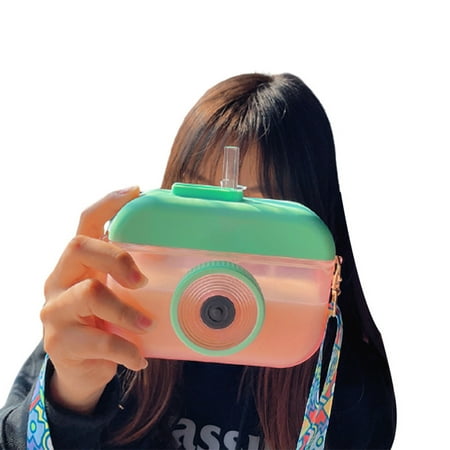 

Multitrust Plastic Water Bottle with Straw Camera Shape Drinking Bottle for Kids