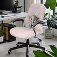 thumbnail image 2 of SCRAWLGOD Elephant Daisy Pink Comfortable Office Chair Covers Washable Stain Resistant Chair Covers for Office Desk Chairs Removable Anti-Dust Desk Chair Slipcovers, S, 2 of 7