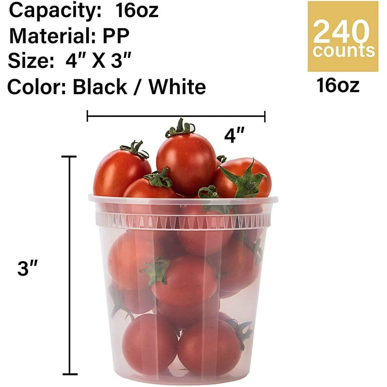 Freshware Food Storage Containers [240 Set] 24 oz Plastic Deli Containers  with Lids, Slime, Soup, Meal Prep Containers | BPA Free | Stackable 
