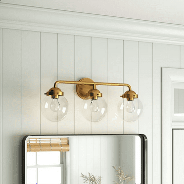 C Cattleya 3-Light Antique Brass Vanity Light with Clear Glass Shades - Antique Brass