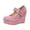 Pink, variant on Women’s Double Buckle Mary Jane Wedge Pumps, Faux Suede Platform Closed Toe High Heel Shoes, Party Dress Casual Heels