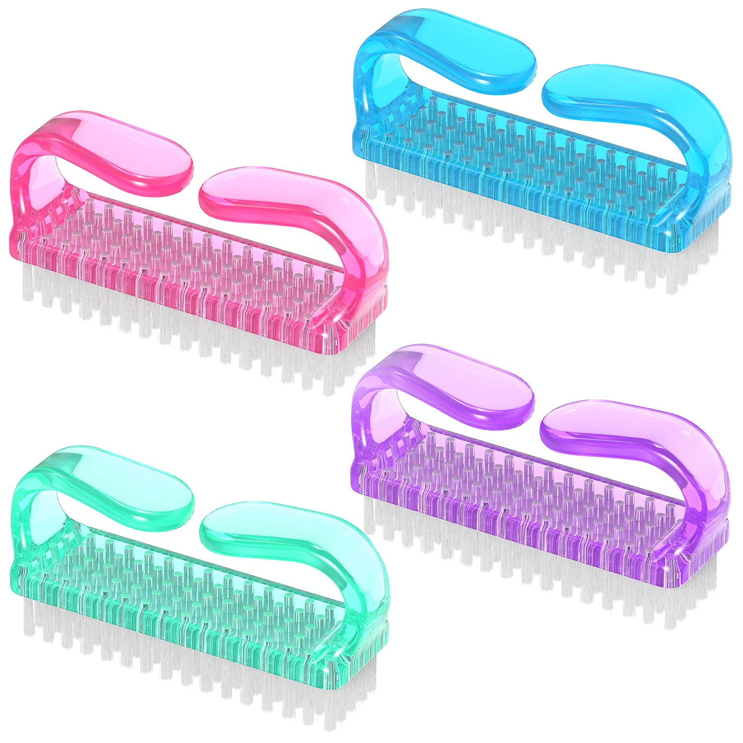 Handle Grip Nail Brush, Hand Fingernail Brush Cleaner Scrubbing Kit  Pedicure For Toes And Nails Men Women (4 Pack)