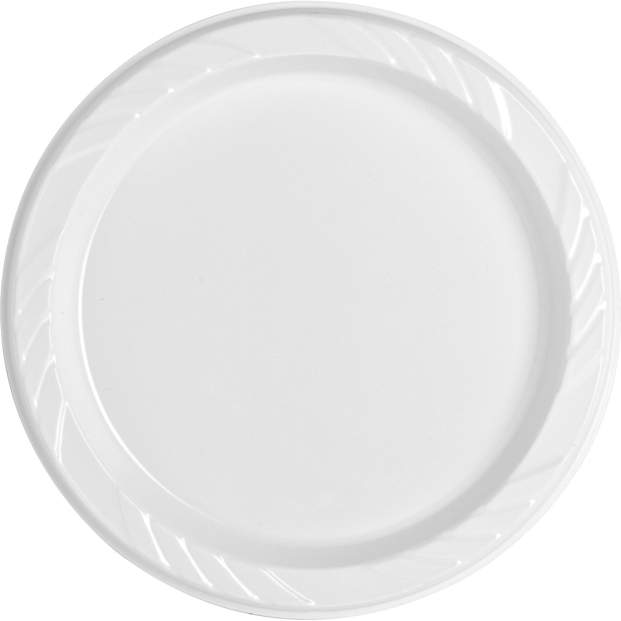 Genuine Joe Reusable Plastic White Plates - 125 / Pack - Serving - Disposable - White - Plastic Body - 500 / Carton