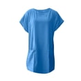 thumbnail image 3 of Hiiko Women's Solid Loose Fit Casual Dress Short Sleeve Drop Shoulder A Line Midi Dress, 3 of 3