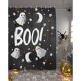 thumbnail image 2 of Halloween Black Shower Curtain Set ，Waterproof Fabric Shower Curtains White Ghosts Stars Full Moon Night Boo Shower Curtains for Bathroom,Bathroom Decor 72"x72", 2 of 6