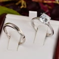 thumbnail image 2 of 3ct Cushion Cut with Band Bridal Wedding Engagement Ring Diamond Simulated 925 Sterling Silver Anniversary Ring SKU:00214, 2 of 5