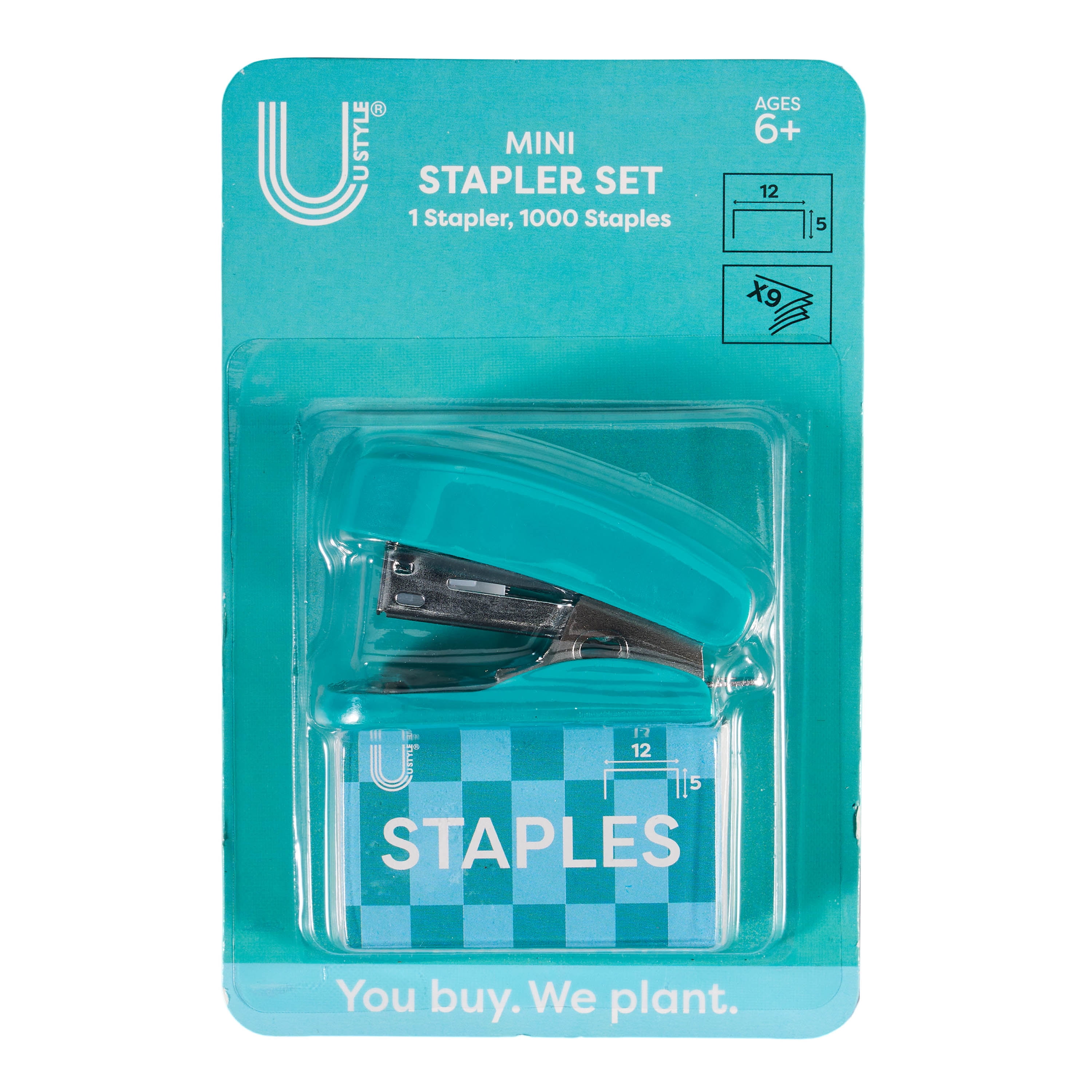 U Style Mini Teal Stapler Set with Staples