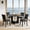 Dark Gray, variant on Leovanni Modern 47" 5-Piece Solid Wood Round Dining Table Set with 4 Upholstered Chairs, Pedestal Base Kitchen & Dining Room Set, Natural
