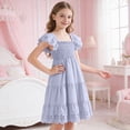 thumbnail image 6 of HCNTES Baby Girls Toddler Kids Summer Dress Ruffle Trim Casual Beach Dress for Little Children Big Kids 6-12M 2T 3T 4T 5T 6T 7T 8T 9T 10T 11T 12T(5-6 Years,D01-Light Blue), 6 of 7