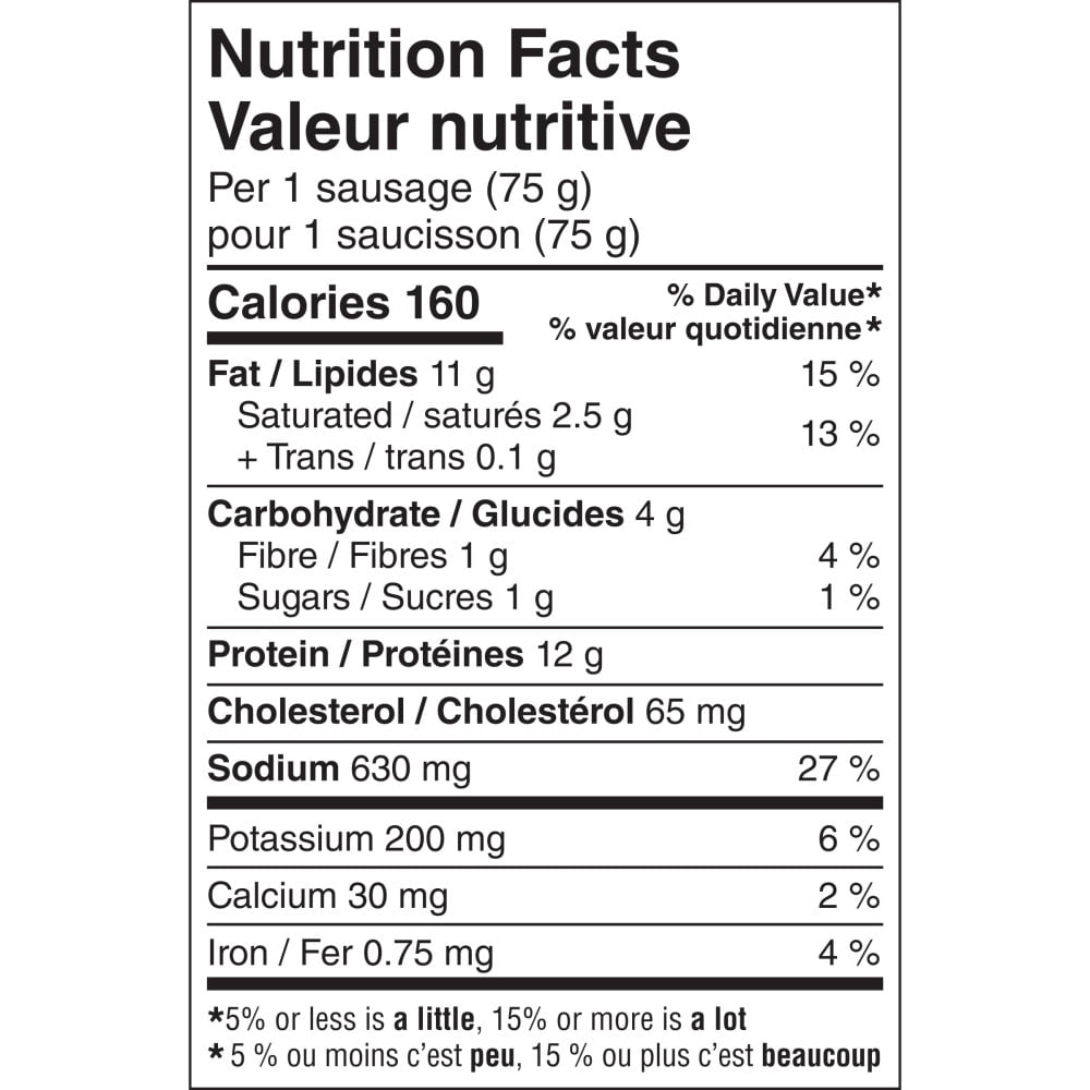 Maple Leaf Saucisson de poulet fumé naturel original 300 g