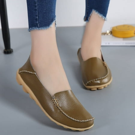 DUOYANGJIASHA Women s Comfortable Loafers Casual Round Toe Moccasins Wild Driving Flats Soft Walking Shoes Women Slip On-37