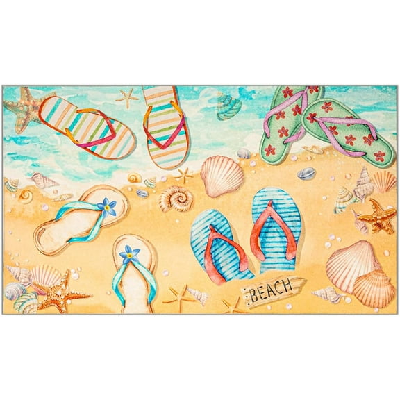 Summer Door Mat, Outdoor Doormat, Low Profile Welcome Mat, Non-Slip Absorbent Washable Entrance Rug Mat for Indoor Pet Porch Entrance, Summer Home Decor, Size 18" X 30"
